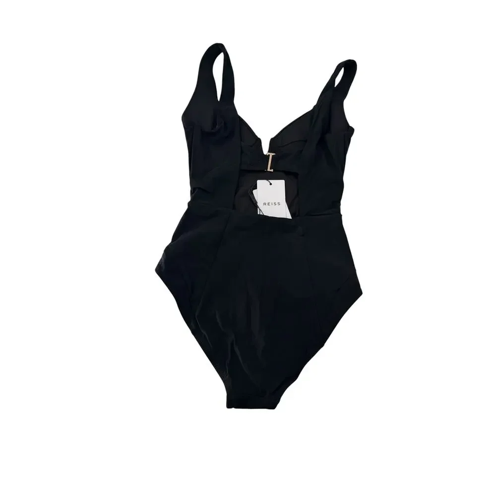 REISS Tally Underwire Swimsuit Size 2 NEW Black $150 Swimwear Bathing Suit